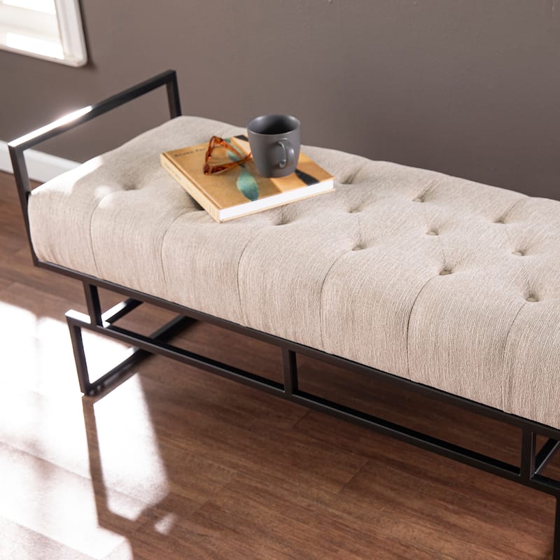SEI Furniture Capello Contemporary Beige Fabric Bench