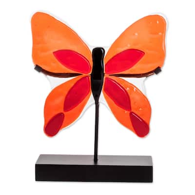 Novica Handmade Flight Of Color In Red Art Glass Sculpture