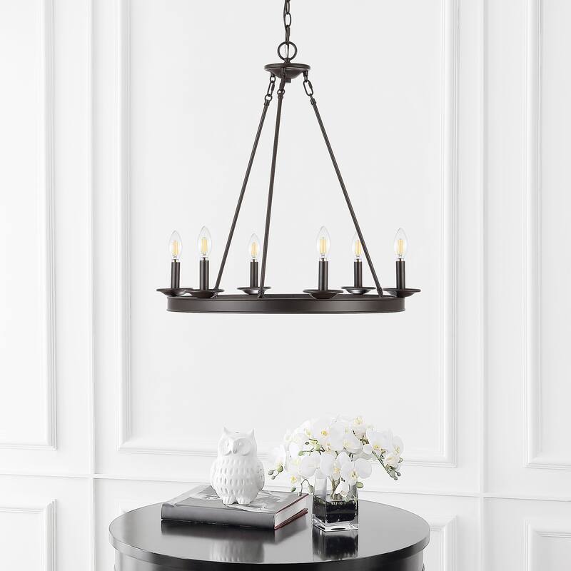 SAFAVIEH Sybil 6-light Chandelier - 26.25" x 26.25" x 30.5-102.5" - Oil Rubbed Bronze (Black)