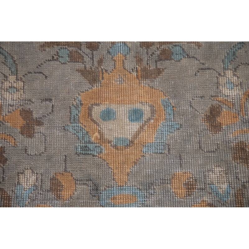 Hand Knotted Oriental 100% Wool Carpet Traditional Medallion Greys & Charcoal Tabriz Area Rug - 9' 9'' X 6' 7''