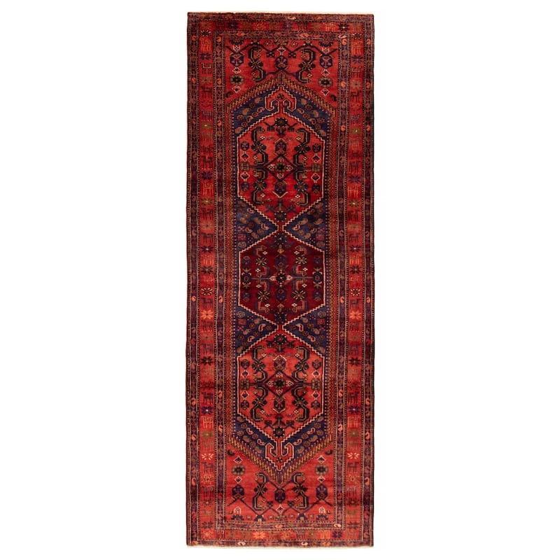 ECARPETGALLERY Hand-knotted Anadol Red Wool Rug - 3'8 x 10'5 - Dark Red - 3'8 x 10'5