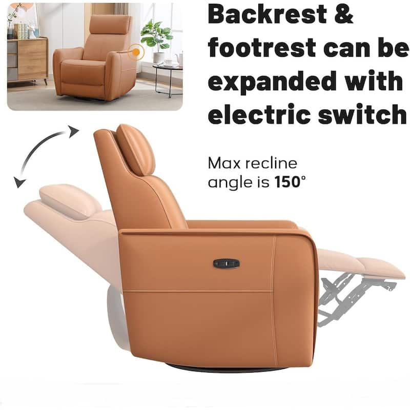 32.3'' Wide Power Swivel Rocker Recliner Chairwith USB Ports
