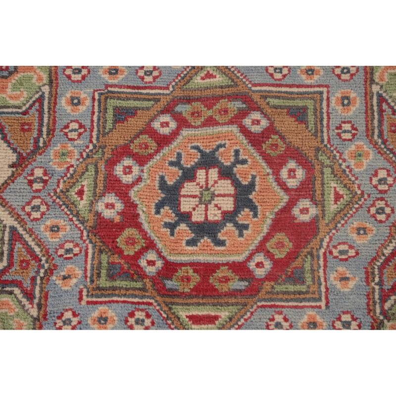 Red Geometric Kazak Oriental Area Rug Handmade Wool Carpet - 6'4" x 9'9"