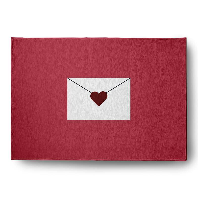 Love Letter Valentines Chenille Rug - Maroon - 5' x 7'