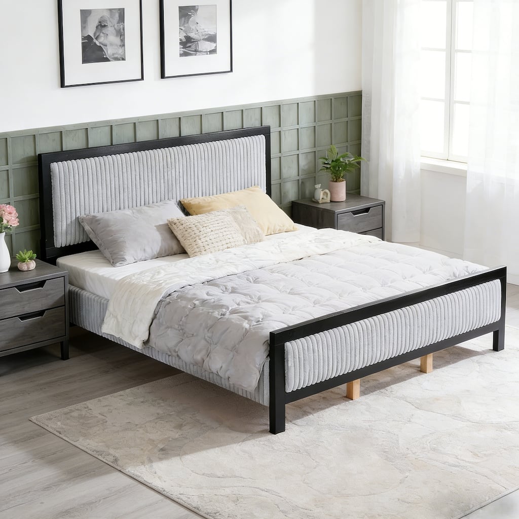 Christopher Knight Home - King/Queen Upholstered Platform Bed with Soft Headboard