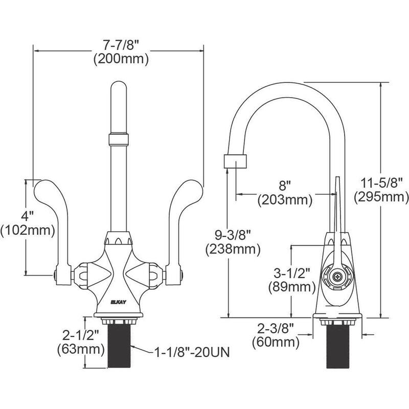 Elkay 1.5 GPM Deck Mounted Double Handle Utility Faucet with Metal