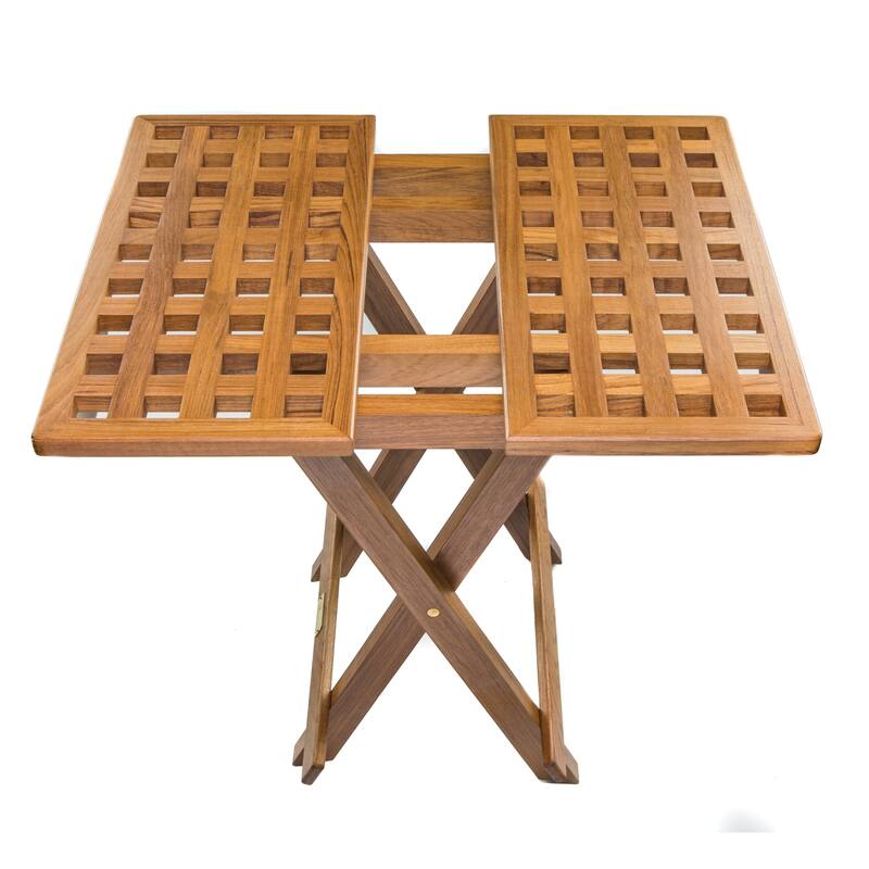 Teak Grate Top Fold-Away Table - 17-3/4" SQ. x 18-1/2" H