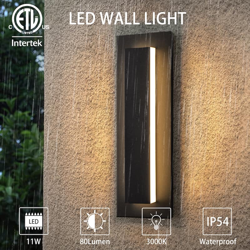 Aluminum Modern Black Rectangular Linear Outdoor Wall Lights Dimmable LED Wall Sconce