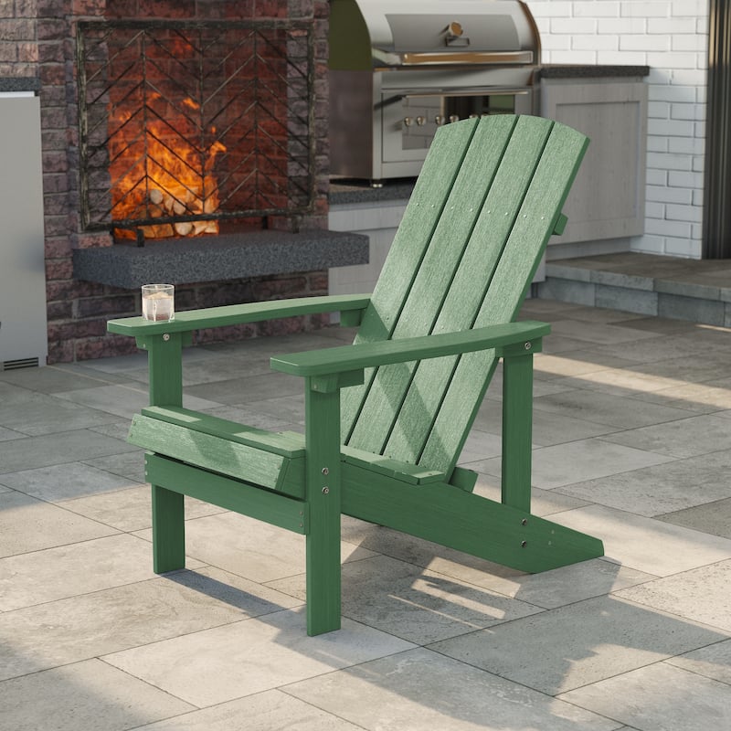 LIVOOSUN Outdoor Recycled Plastic Modern Outdoor Adirondack Chair Set of 1/2/4 - 1 Piece - Hunter Green