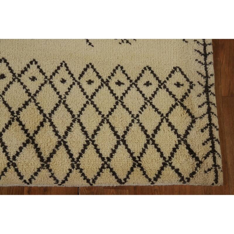 Trellis Moroccan Oriental Area Rug Handmade Bedroom Wool Carpet - 5'6" x 7'10"