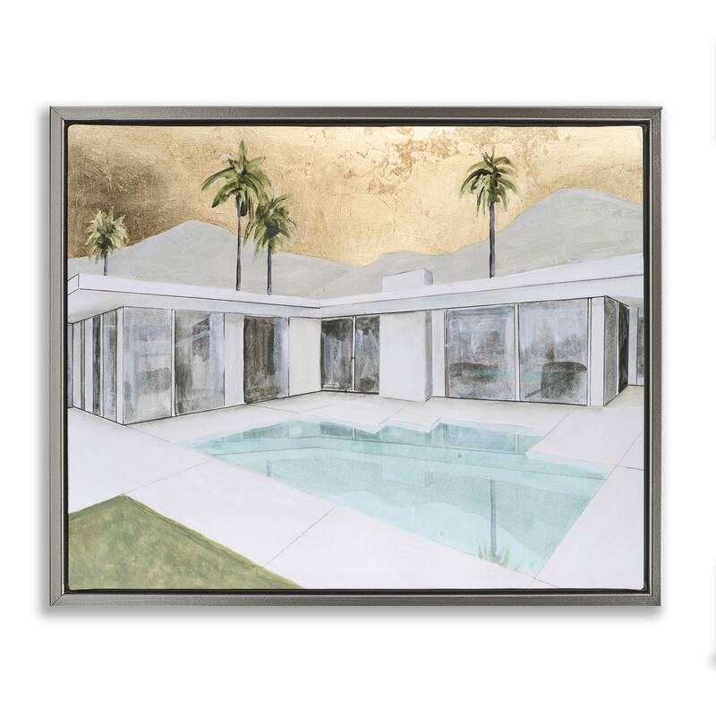 Stupell Modern Chic Pool View Framed Floater Canvas Wall Art Design By Michael Willett - 31 x 25 - Grey