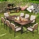preview thumbnail 2 of 7, PureCane 9-Piece Aluminum Outdoor Dining Set with Wooden Table Top, Wicker Chairs and Cushions