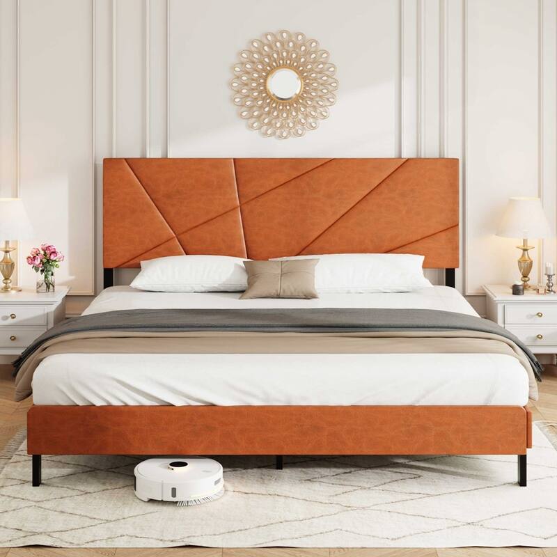 square platform bed with under-bed storage - King - Antique brown