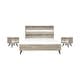 preview thumbnail 3 of 7, Bridges 3 Piece Bedroom Set in Two-Tone Acacia Wood