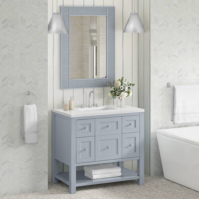 James Martin Vanities D225-M28 Solene 28"W x 38"H Rectangular Flat - Serenity Blue