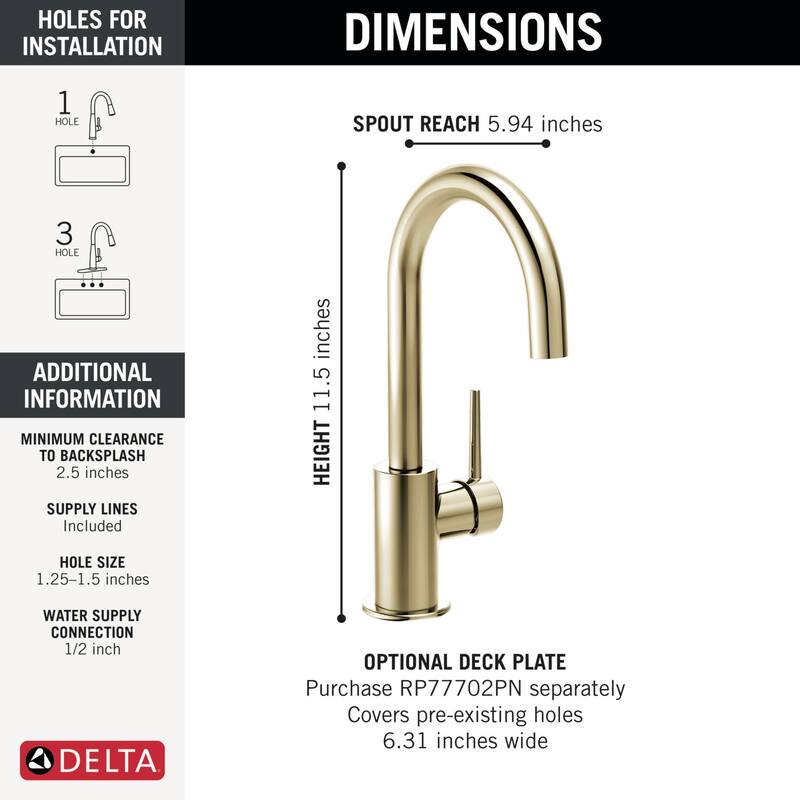 Delta Trinsic Single Handle Bar Faucet with Swivel Spout