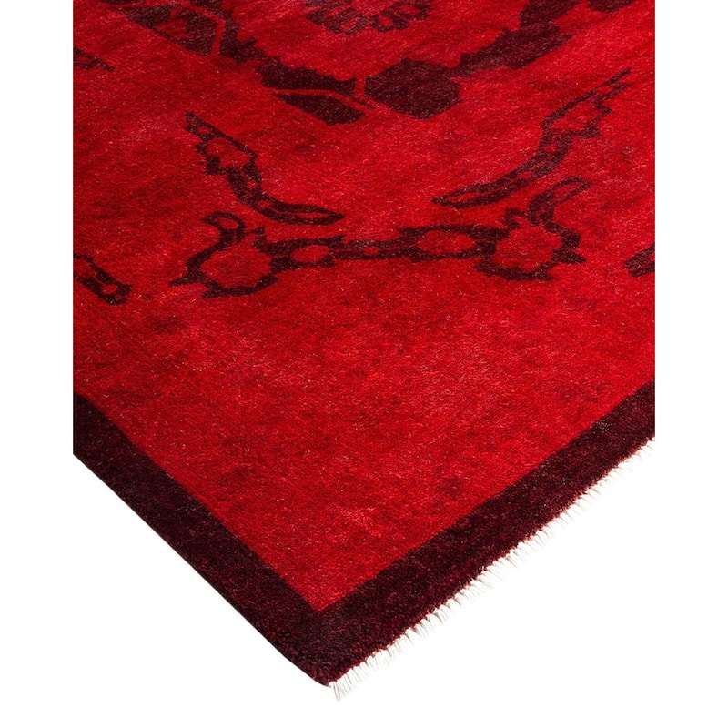 Overton Hand Knotted Wool Vintage Inspired Modern Contemporary Overdyed Orange Area Rug - 8' 1" x 10' 6"