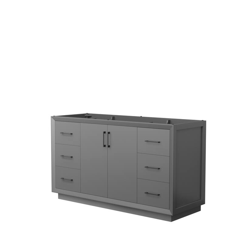 Strada 60-Inch Single Vanity Cabinet - Dark Gray, Matte Black Trim, No Top