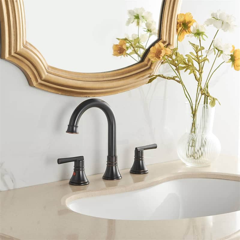 8 Inch Widespread Bathroom Faucet With Drain Assembly 3 Hole Bathroom Sink Faucet Double Handle Modern Basin Vanity Taps