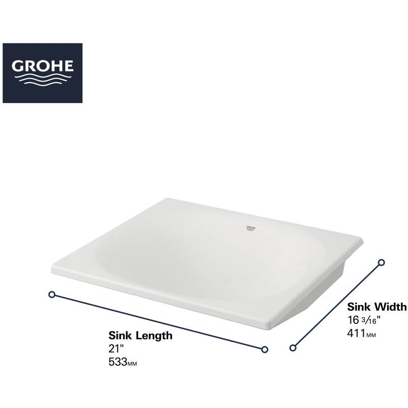 Grohe Eurocube Undermount or Drop In 21" Bathroom Sink