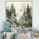 preview thumbnail 10 of 12, Designart "Pine Tree Misty Morning II" Landscapes Framed Wall Decor 16 in. wide x 16 in. high - Natural