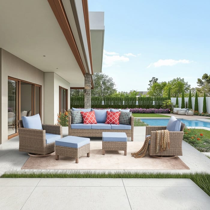 5-Piece Outdoor Wicker Patio Conversation Set