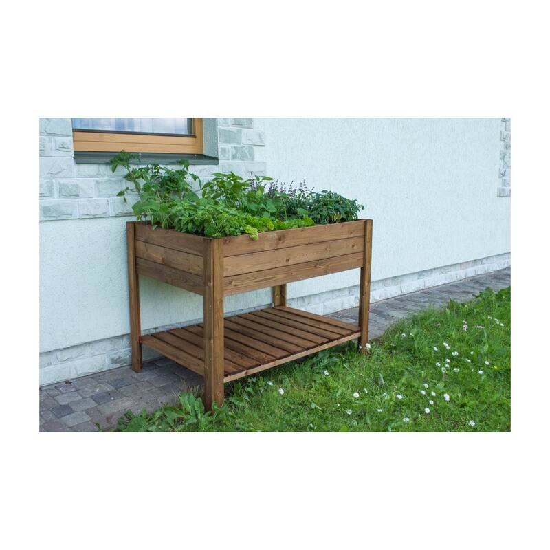 Wooden Garden Raised Beds with Shelf - 47"W x 32"L x 9.5"Deep, 35"H