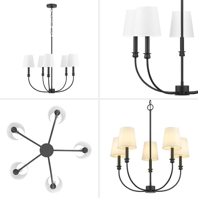 Prominence Home Billet 5-Light Chandelier with Fabric Shades