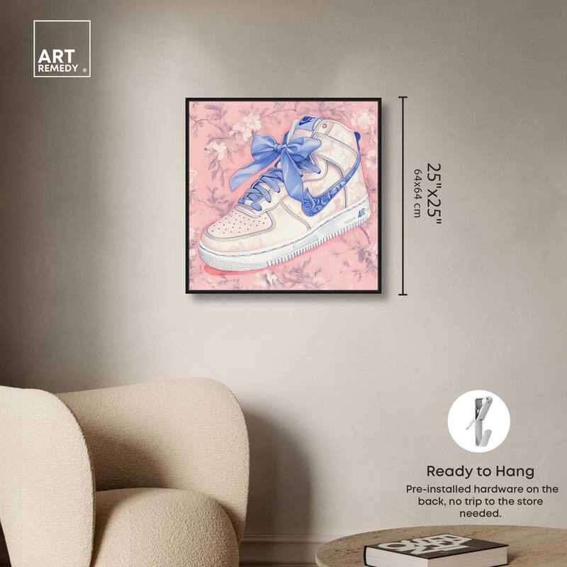 Blue Bow Sneaker Canvas by Art Remedy
