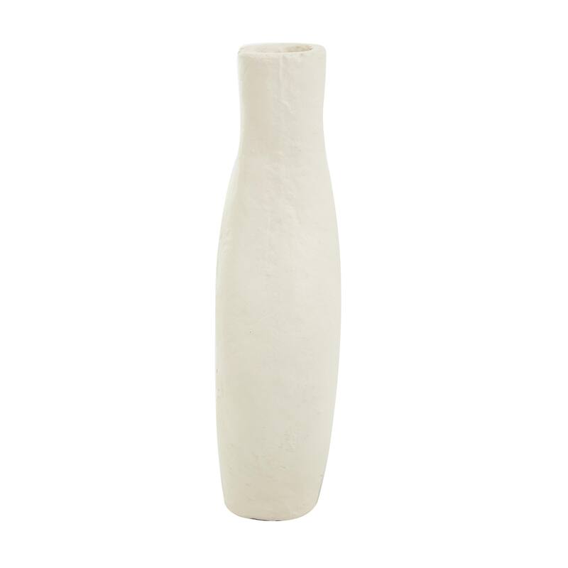 Paper Mache Abstract Rounded Decorative Vase with Double Openings - Beige - Roche River Decor
