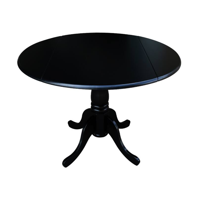 Round Pedestal Base Solid Wood 42-inch Drop-leaf Dining Table