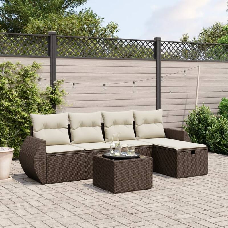 vidaXL Garden Sofa Set - Brown and cream Large