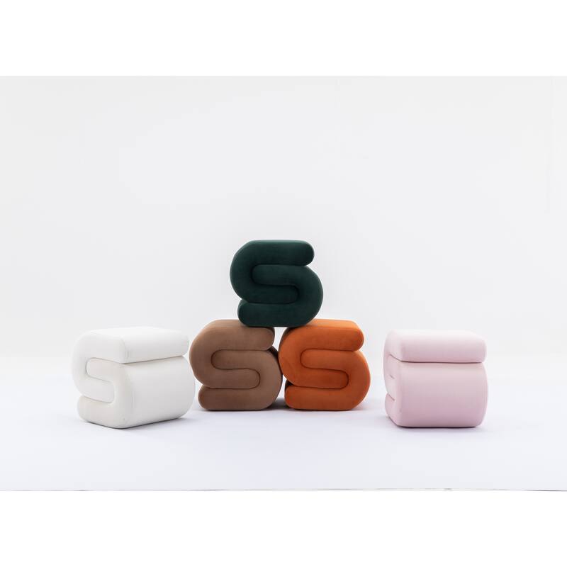 S-shape Velvet Fabric Ottoman Makeup Stool Footstool