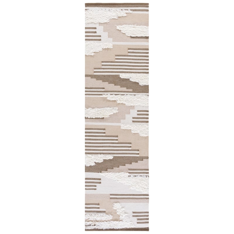 SAFAVIEH Handmade Kenya Jozefa Southwestern Rustic Wool Rug - 2'3" x 8' Runner - Beige/Ivory
