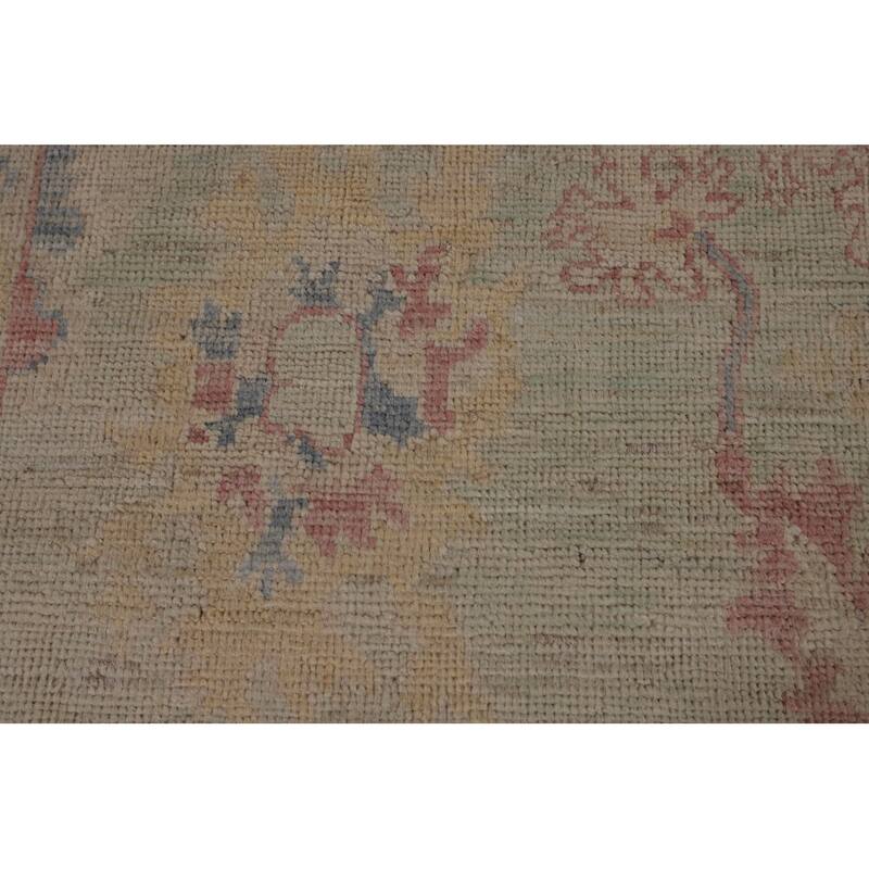 Light Green Oushak Vegetable Dye Turkish Area Rug Handmade Wool Carpet - 5'2"x 7'3"