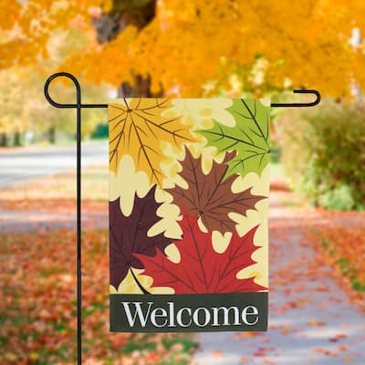 Welcome Fall Harvest Leaves Outdoor Garden Flag - 18" x 12.5" - 18" x 12.5"