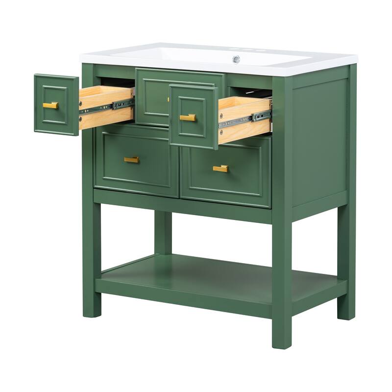 30" Freestanding Bathroom Vanity Set with Integrated Ceramic Sink - 29.56" x 17.79" x 33"