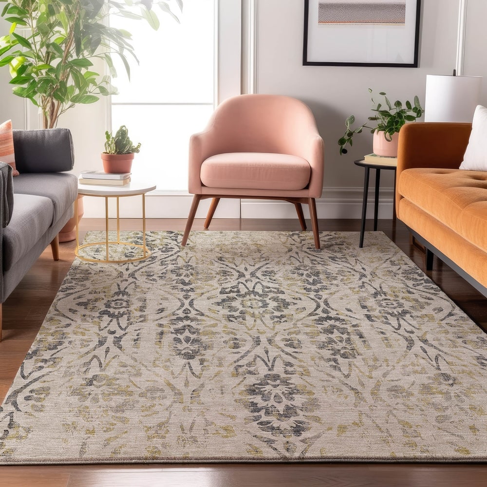 Premium Washable Super Soft Floral Damask Mayfield Rug