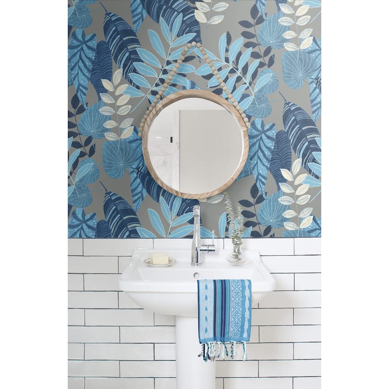 Seabrook Designs Boho Rhapsody Tropicana Leaves Unpasted Wallpaper