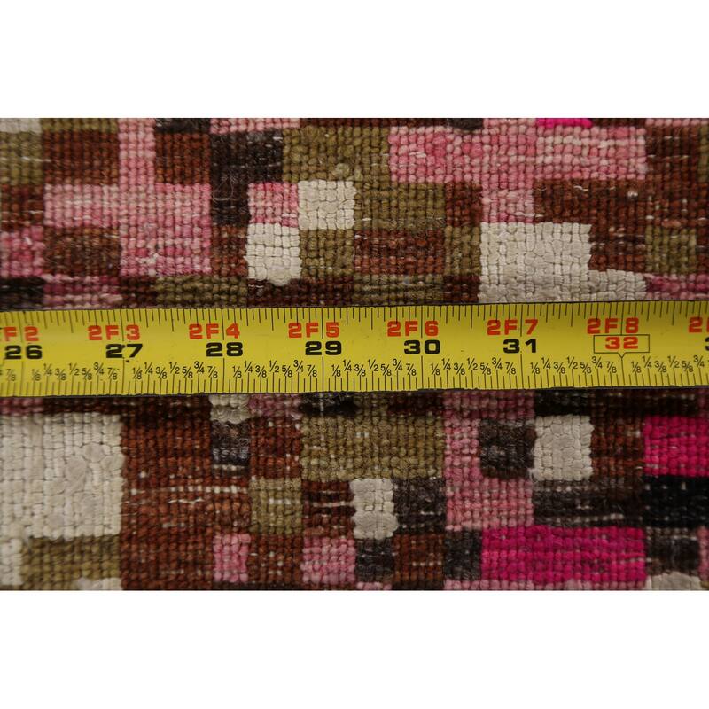 Wool/ Silk Artistic Modern Abstract Oriental Runner Rug Hand-knotted - 2'8" x 10'0"