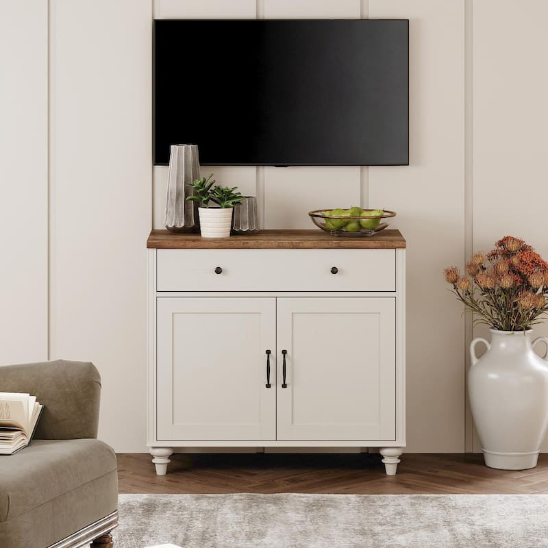 Farmhouse TV Stand for 75 inch TV, TV Console with Storage