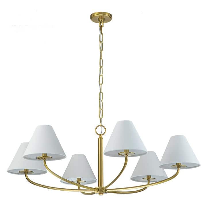 Mid-century 6-Light Tapered Linen Shade Chandelier