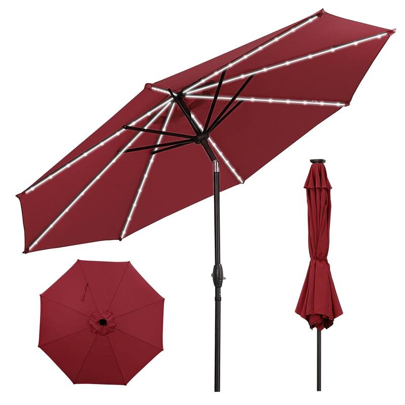 Autlaycil 10FT Solar Power LED Lights Patio Umbrella