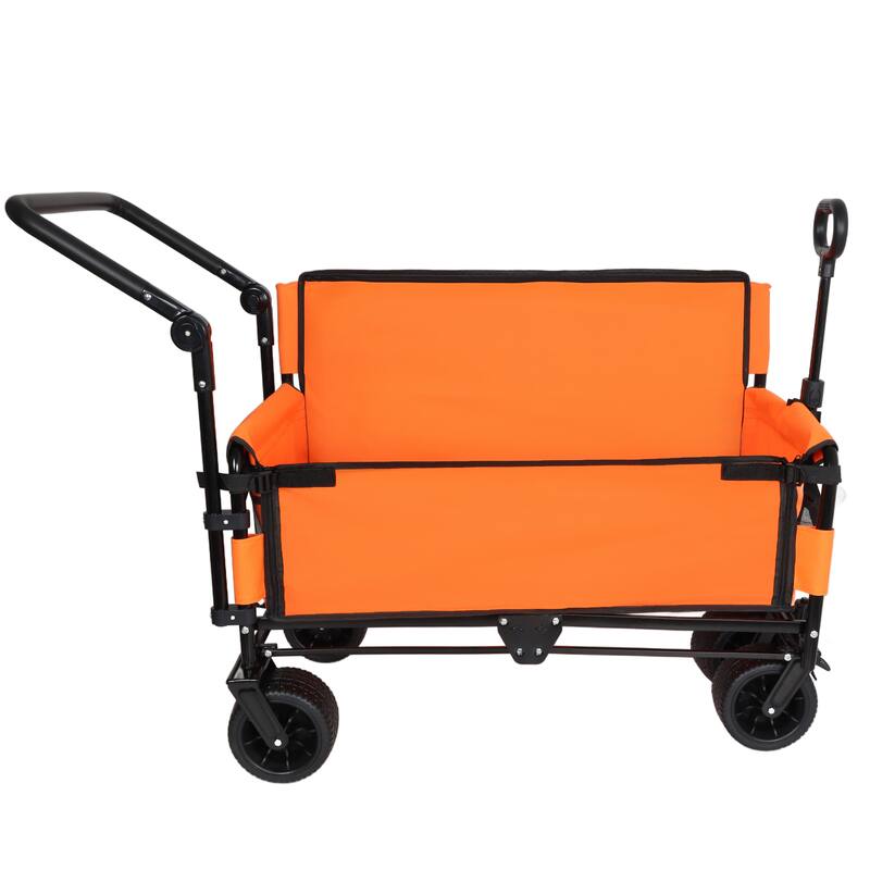 3-in-1 Folding Wagon Cart with Bench Seat & Canopy & Storage, 500lbs Heavy-Duty, 180L Capacity, All-Terrain Wagon
