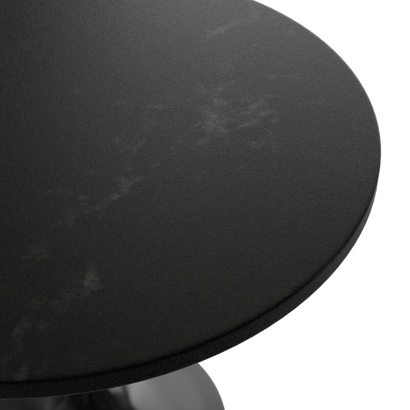 LeisureMod Verve 36" Round Dining Table with MDF Wood TableTop and Black Steel Base for Kitchen & Dining Room
