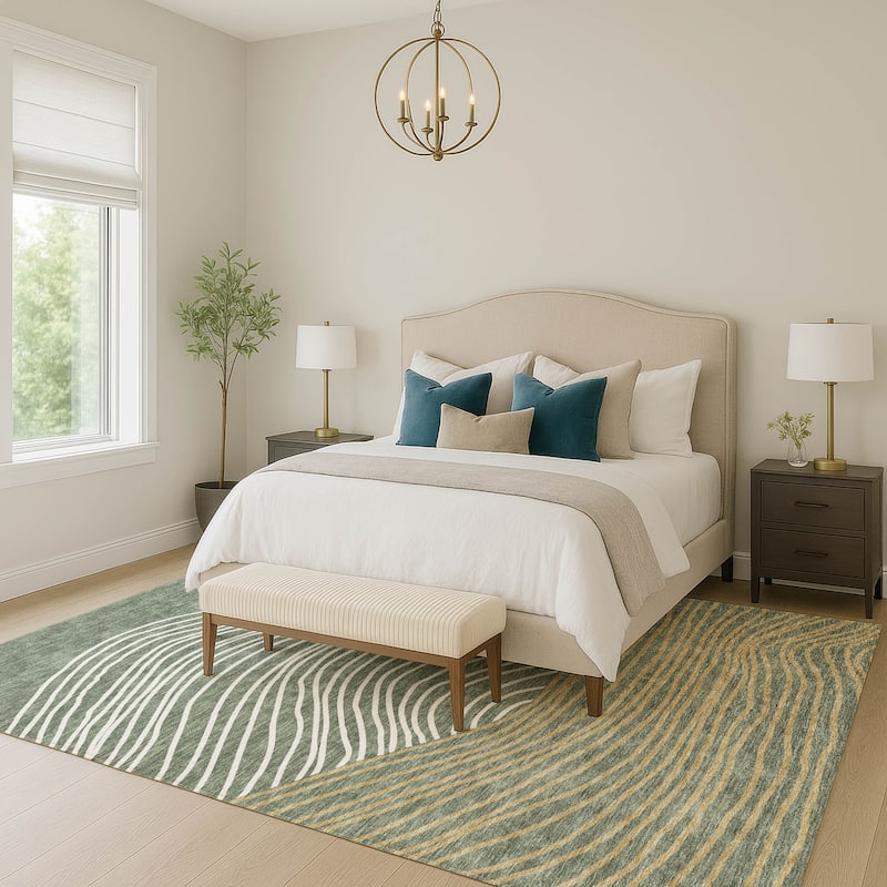Machine Washable Indoor/ Outdoor Modern Arches Chantille Rug