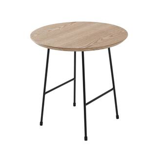 Rossmore Round Side Table MDF Wood Tabletop and Stainless Steel Frame Accent End Tables