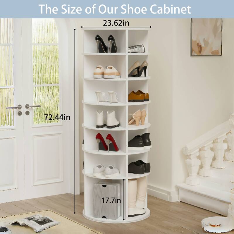 7-Tier Spinning Shoe Rack High Bottom Design Shoe Tower , Fits 28 Pairs of Shoes