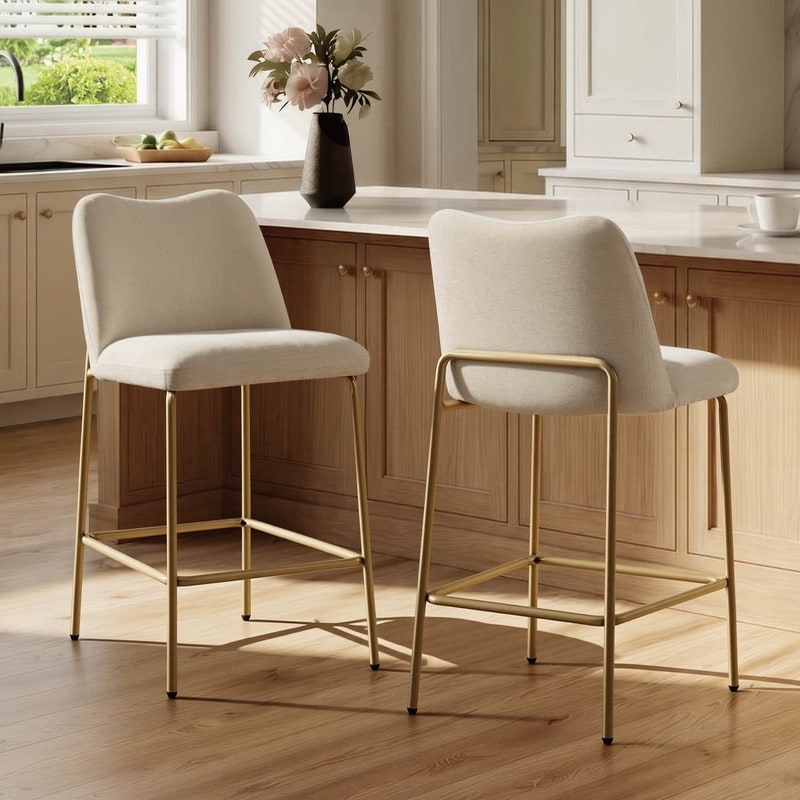 Spruce & Spring 26" Upholstered Counter Stools with Metal Frame