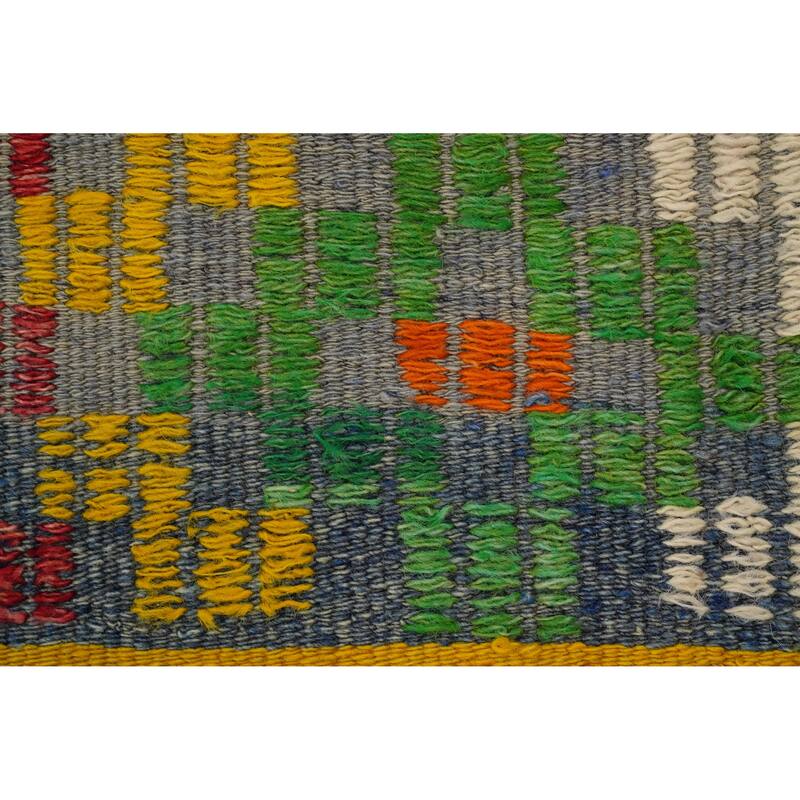 Hand Woven Oriental 100% Wool Carpet Southwestern Tribal Green Kilim Area Rug - 7' 8'' X 5' 4''